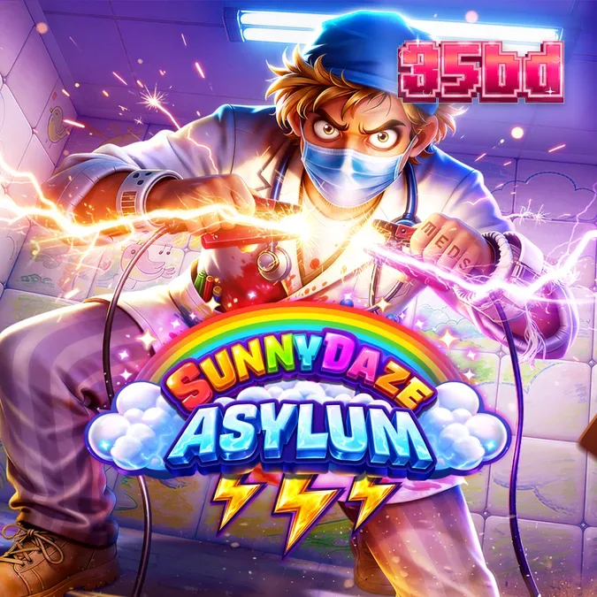 Sunnydaze Asylum স্লট গেমের একটি দৃশ্য যেখানে অদ্ভুত এবং রঙিন থিম ফুটে উঠেছে।
